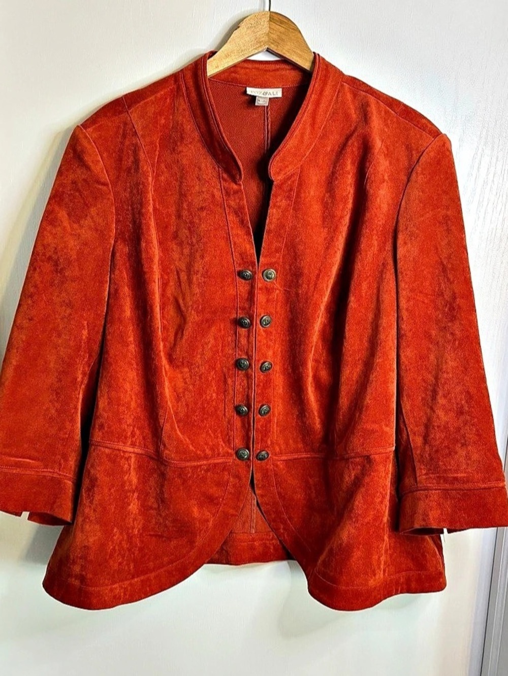 roz & ALI Sz 3X Velvet Blazer in Burnt Orange Military Style Buttons Autumnal